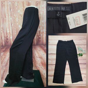 NWT $298 Lafayette 148 NY Women's Viscose Blend Pants Wide Leg Black Size 12